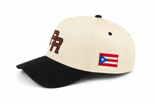 PR Heritage Snapback Hat Beige & Black | Calle Comercio Brand