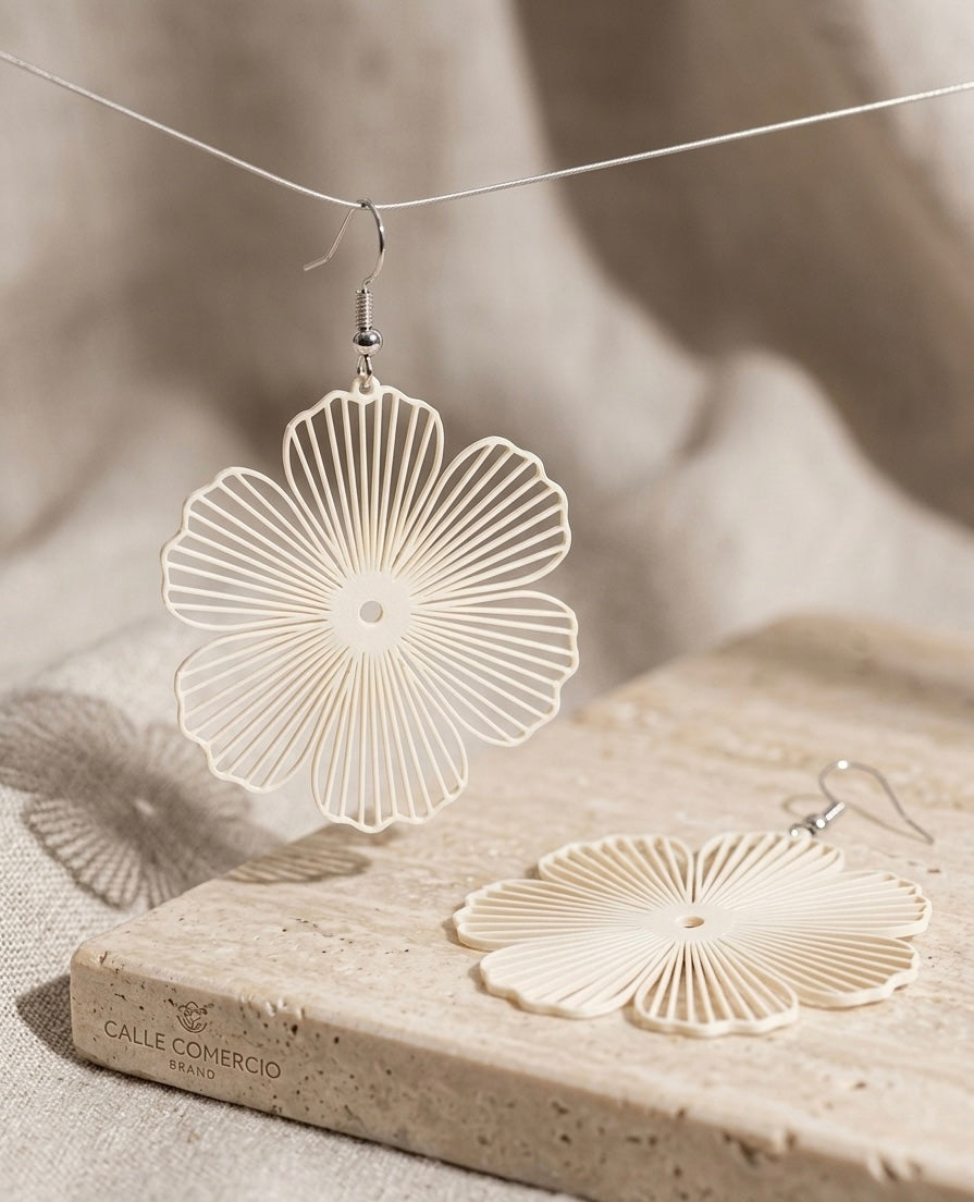 Aretes Maxi Flor Calada – Off White