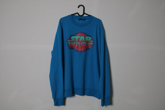 Star Wars Vintage Crewneck Sweatshirt Retro Logo Blue Size XL Streetwear